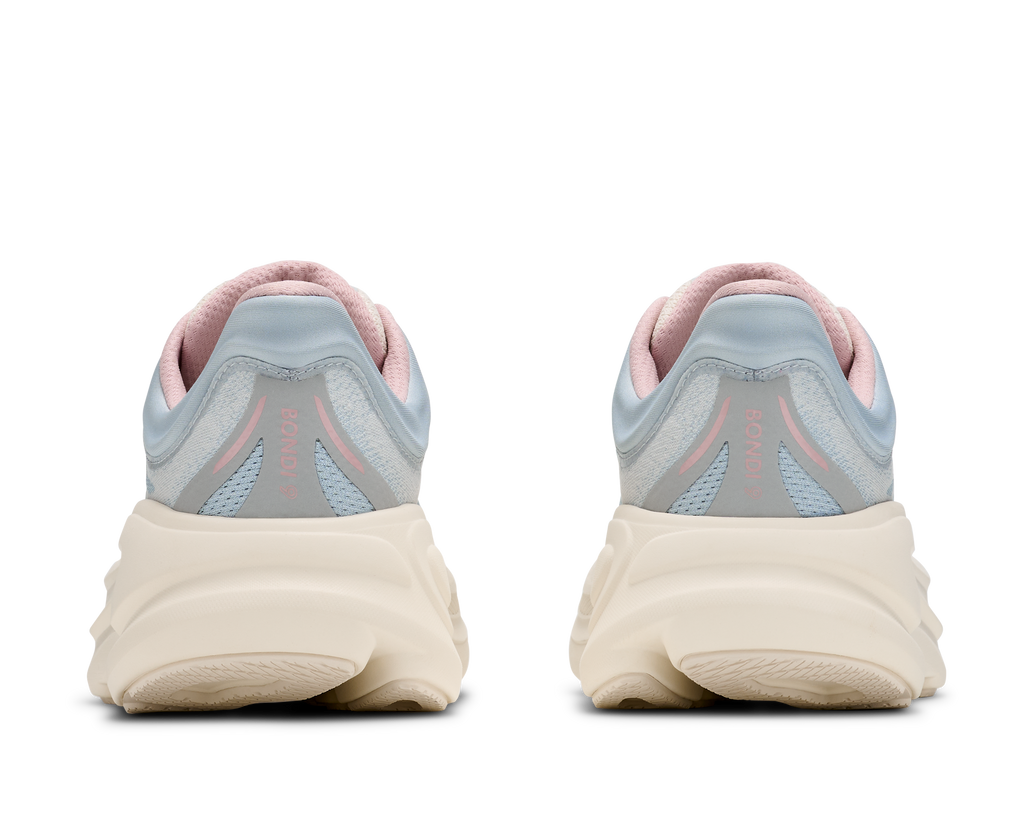 HOKA Bondi 9 GLM Mujer Alabaster / Mineral Blue — vista superior