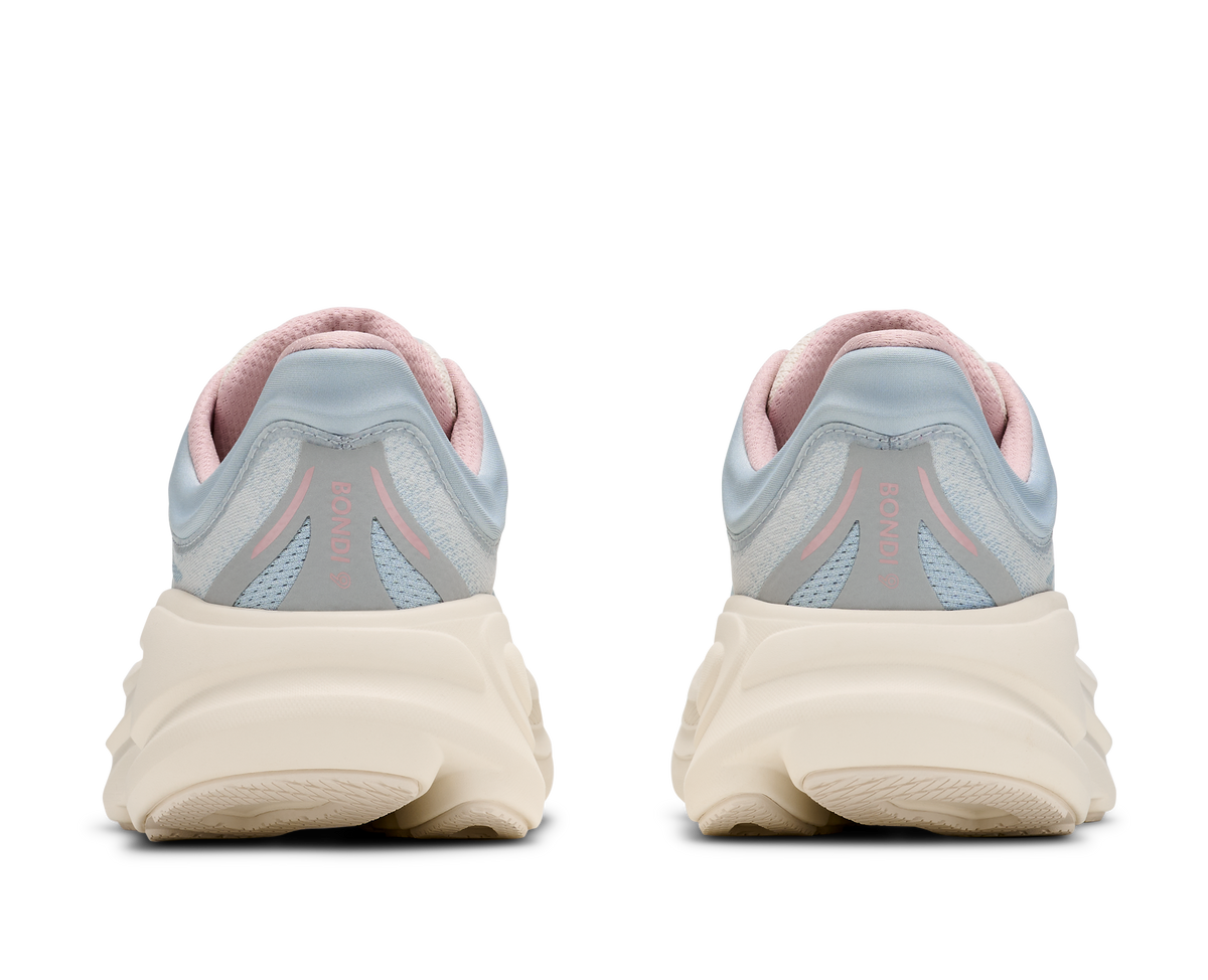 HOKA Bondi 9 GLM Mujer Alabaster / Mineral Blue — vista superior