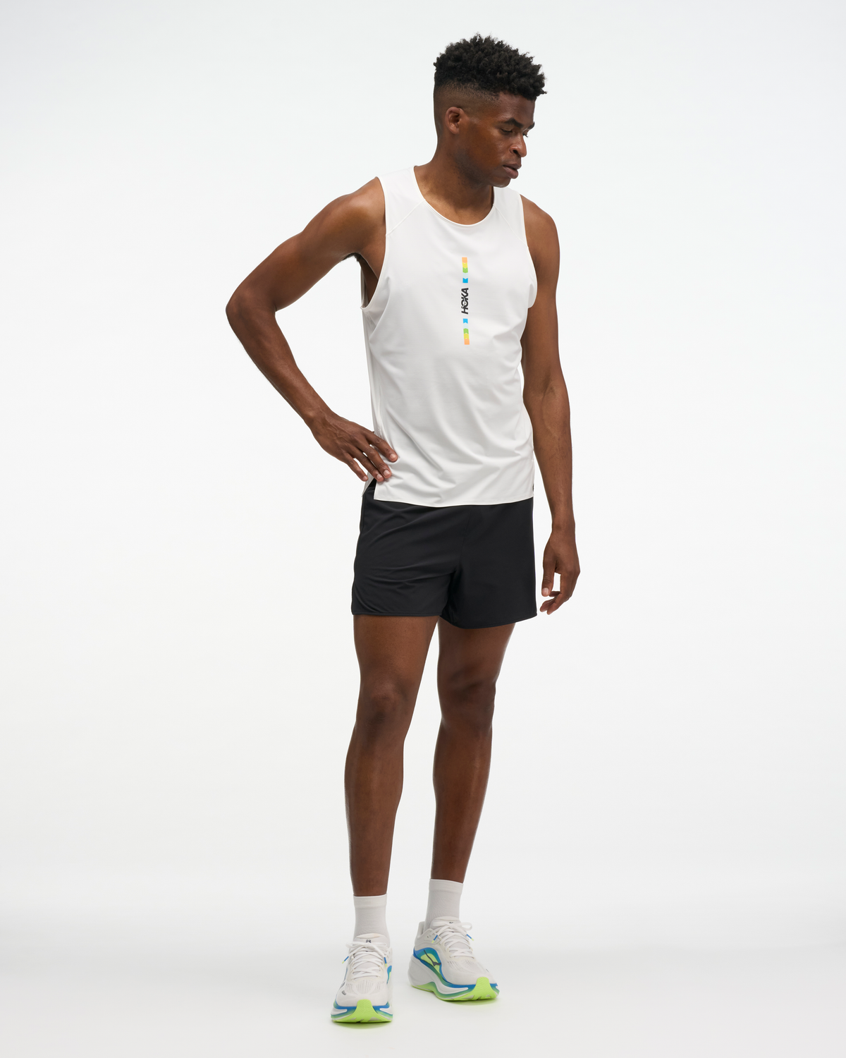 HOKA Everyrun Tank Joy Prt Hombre White/multi — vista frontal