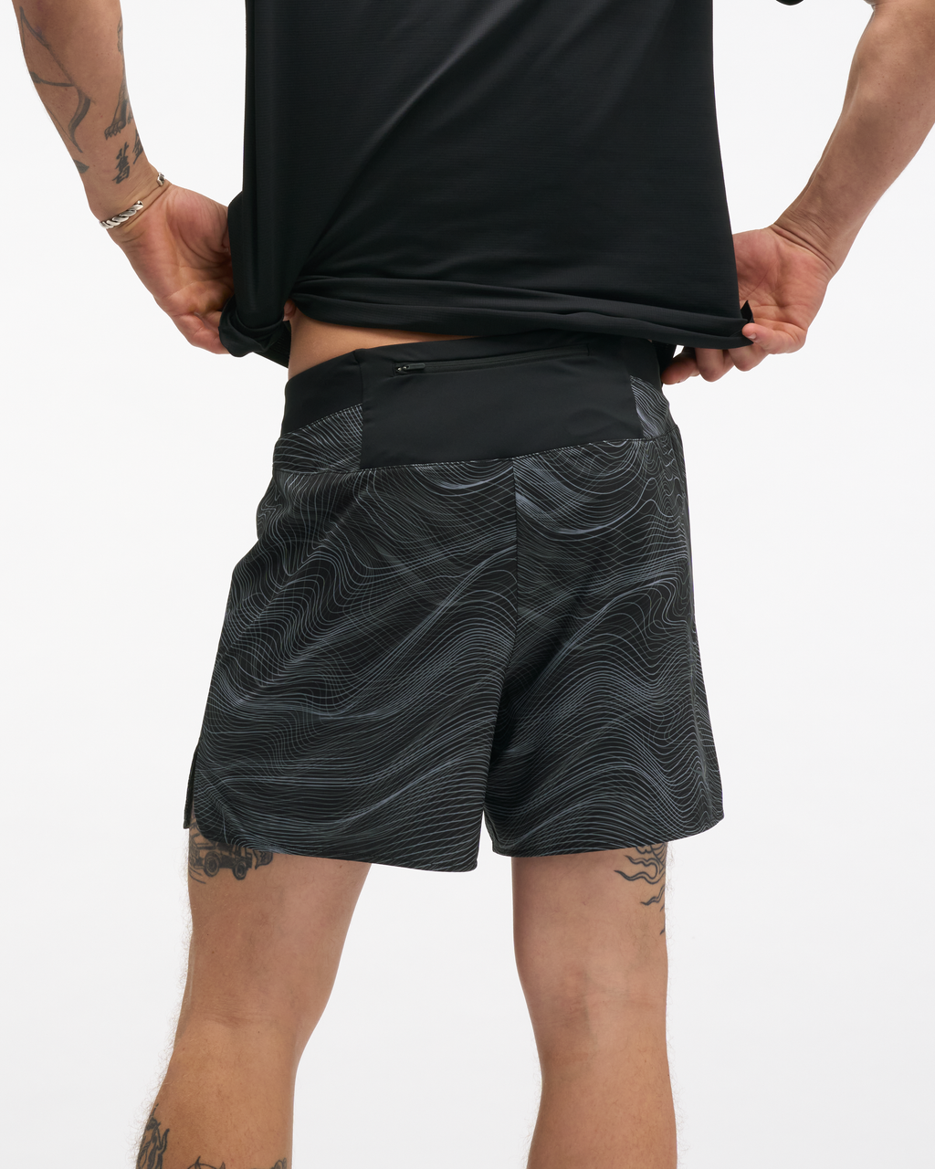 HOKA Glide Short 5'' Brief Clf Prt Hombre Black / White Prt — vista medial