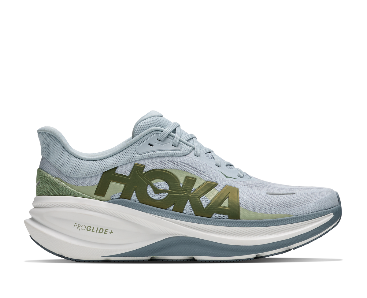 HOKA Clifton Pro GLM Hombre Mineral Blue / Sprouted Green — vista lateral