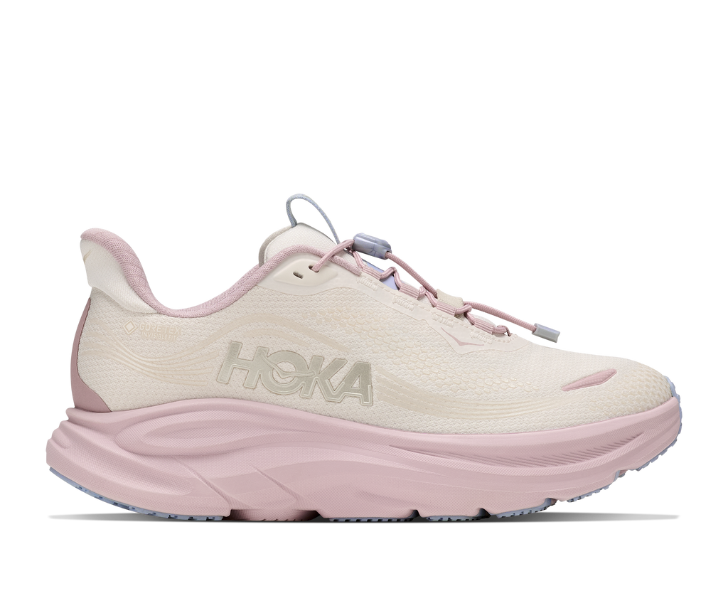 HOKA Clifton 11 GTX GLM Mujer Alabaster / Pink Opal — vista lateral