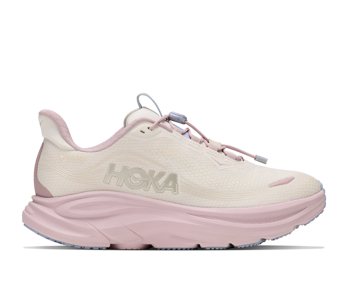 HOKA Clifton 11 GTX GLM Mujer Alabaster / Pink Opal — vista lateral