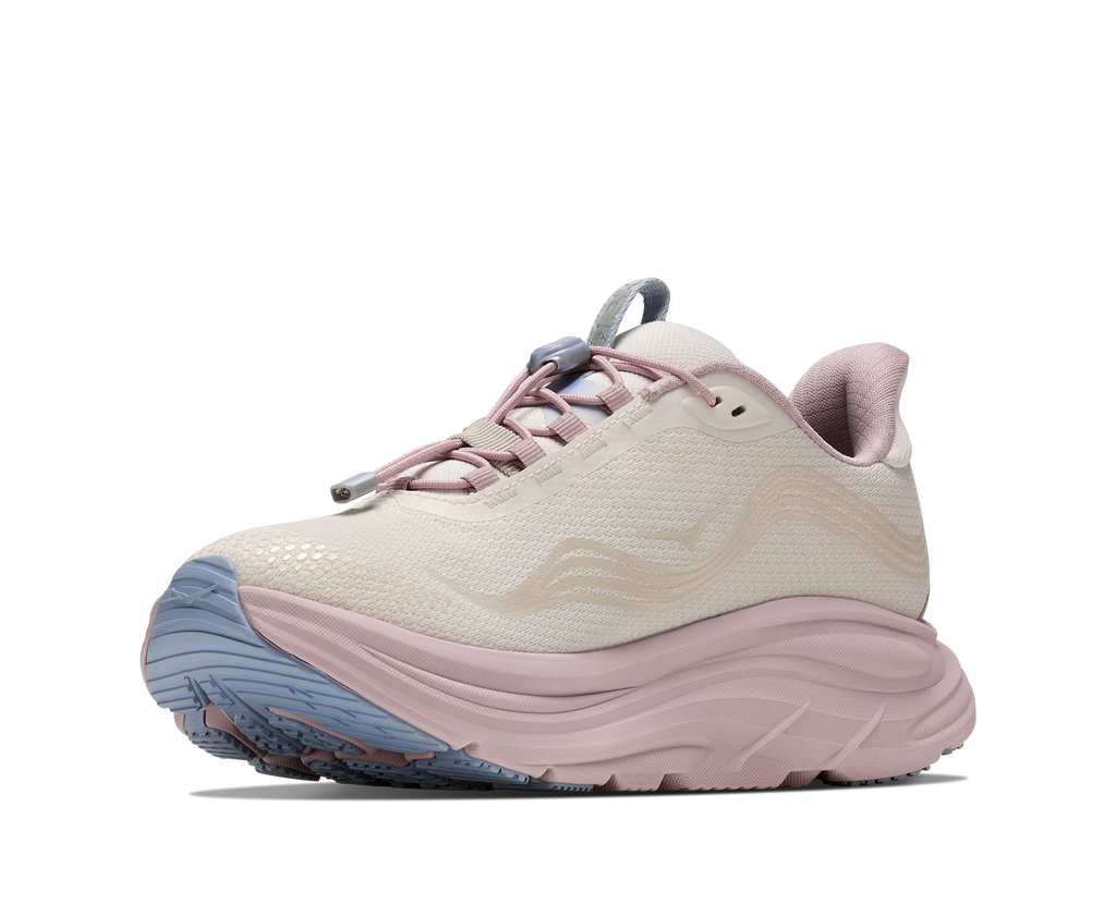HOKA Clifton 11 GTX GLM Mujer Alabaster / Pink Opal — vista frontal