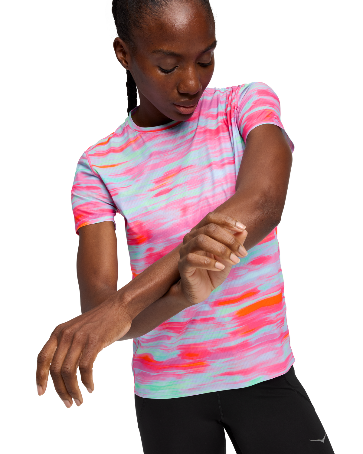 HOKA Airolite Short Sleeve 2.0 Mujer Pink Blurr — vista tres cuartos